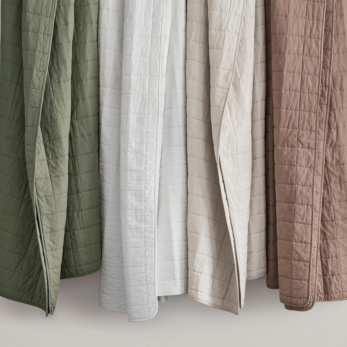 100% Cotton Box Stitch Quilt Set, King Size, Birch Garment-Washed Softness, Lightweight All-Season Warmth, Cozy & Textured, Modern & Rustic Decor, 3 Piece Set with 2 Shams