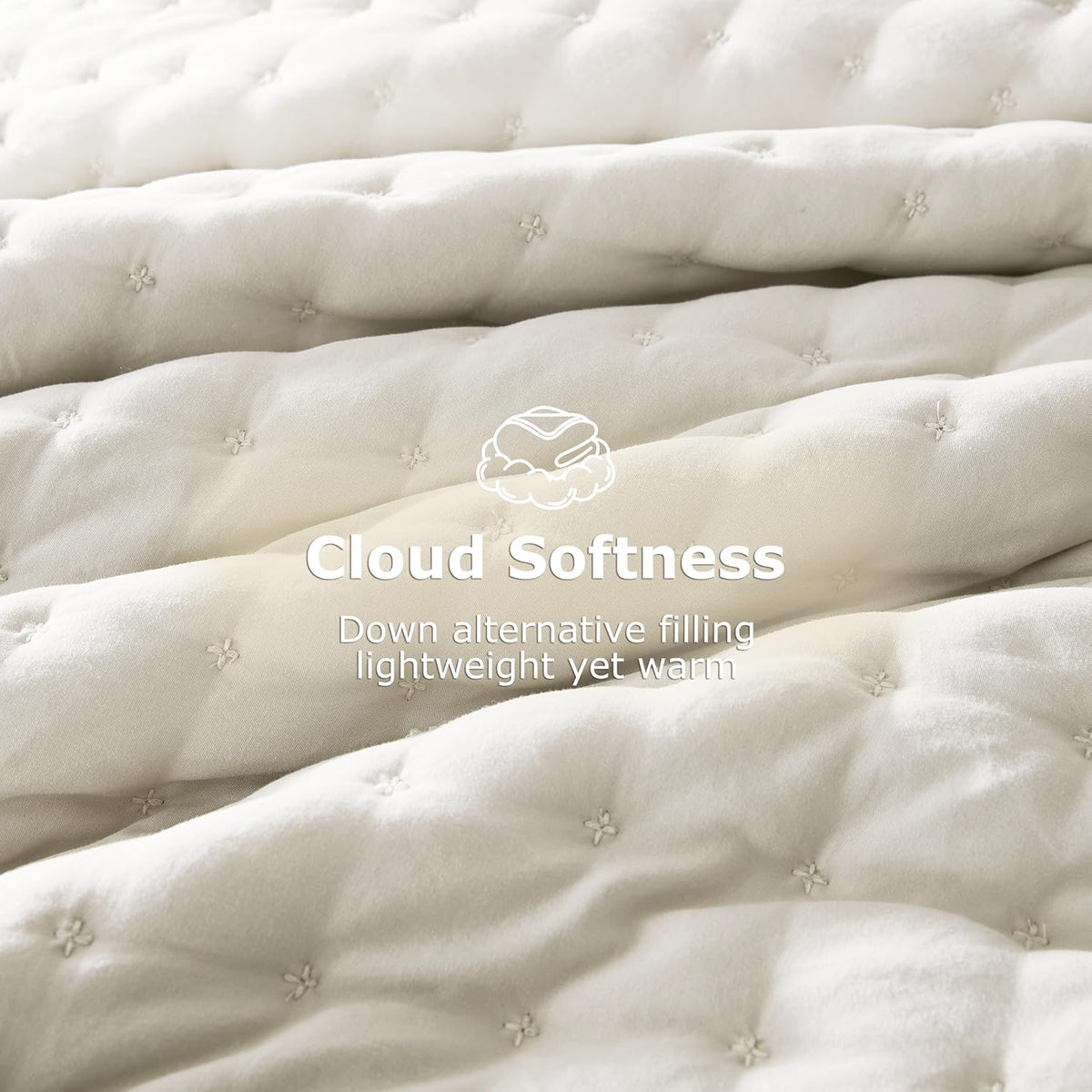 King Size Quilt Bedding Sets with 2 Pillow Shams, Ivory Lightweight Soft Bedspread Coverlet, Quilted Blanket Thin Comforter Bed Cover for All Season, 3 Pieces, 104x90 inches