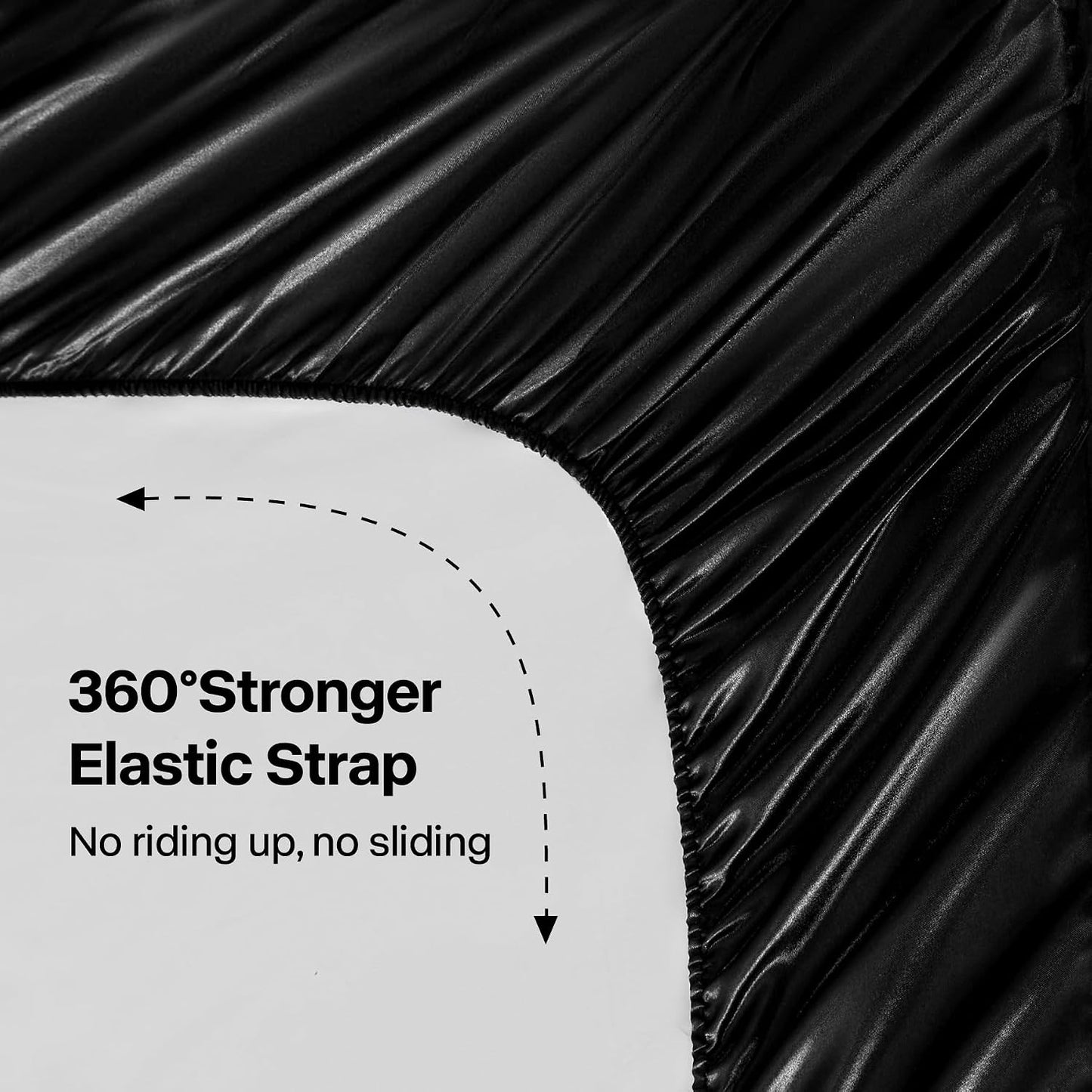 Satin Sheets Queen Size Bed Set, Black, 4 Pieces Luxury Silky Bed Sheets, 15 Inch Deep Pocket, Similar to Silk, Soft and Cooling, Reduces Friction, Gentle on Hair and Skin