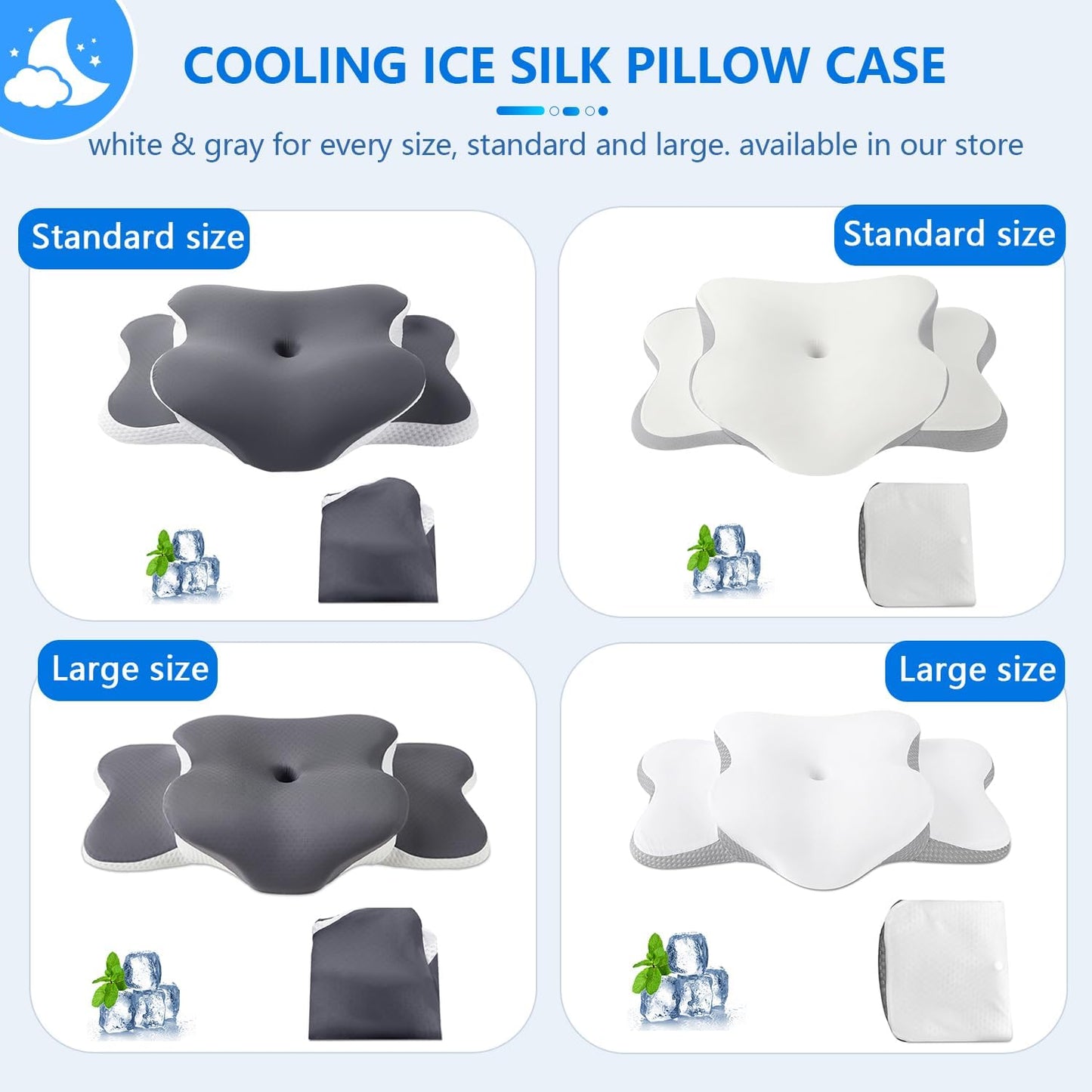 Ergo Pillow for Sleep Apnea, Neck Pain, and Snoring Relief | Cervical Neck Pillow for Neck Pain Relief & Side Sleeper | Orthopedic Memory Foam with Ergonomic Neck Support, Gray, Standard