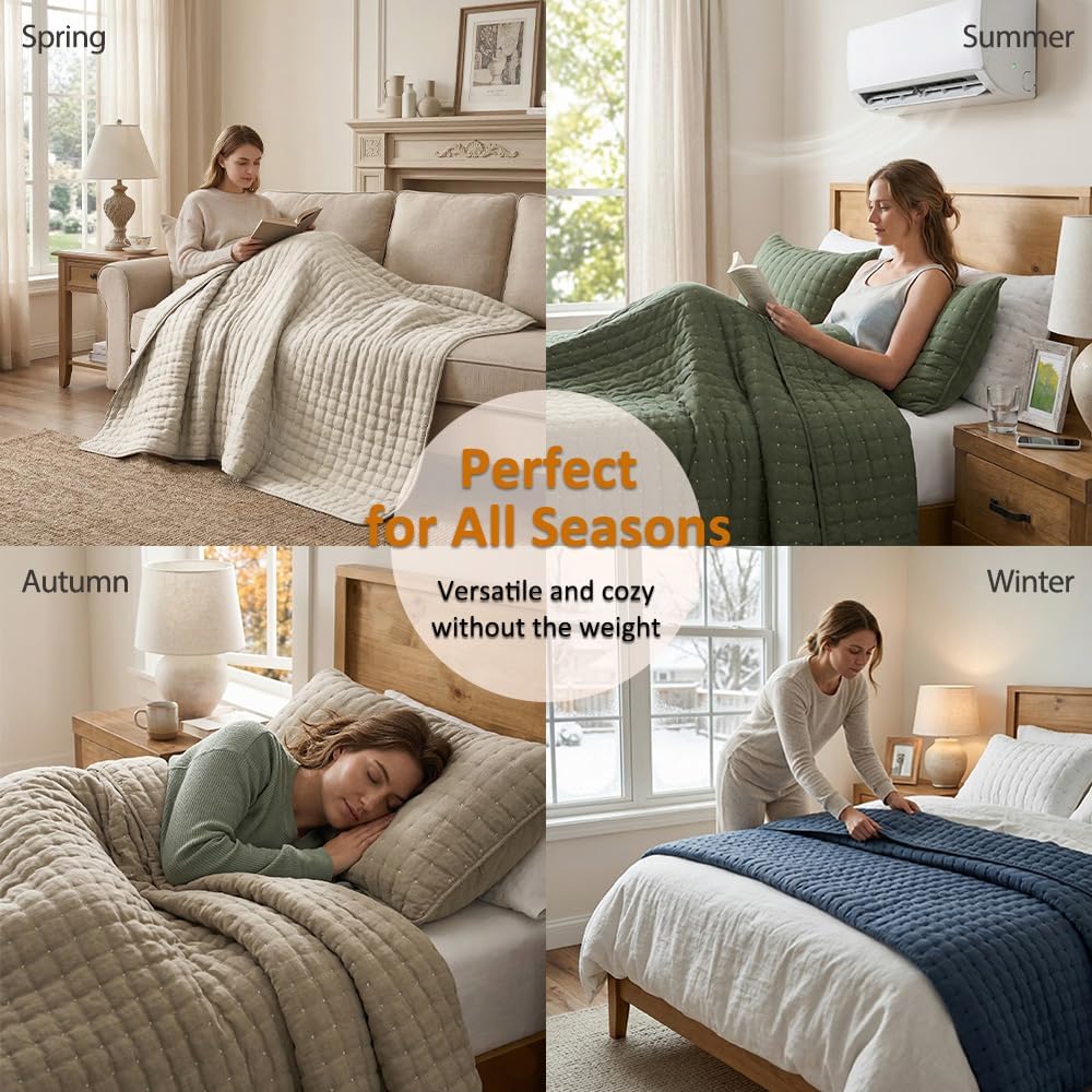 King Size Quilt Bedding Sets with 2 Pillow Shams, Ivory Lightweight Soft Bedspread Coverlet, Quilted Blanket Thin Comforter Bed Cover for All Season, 3 Pieces, 104x90 inches