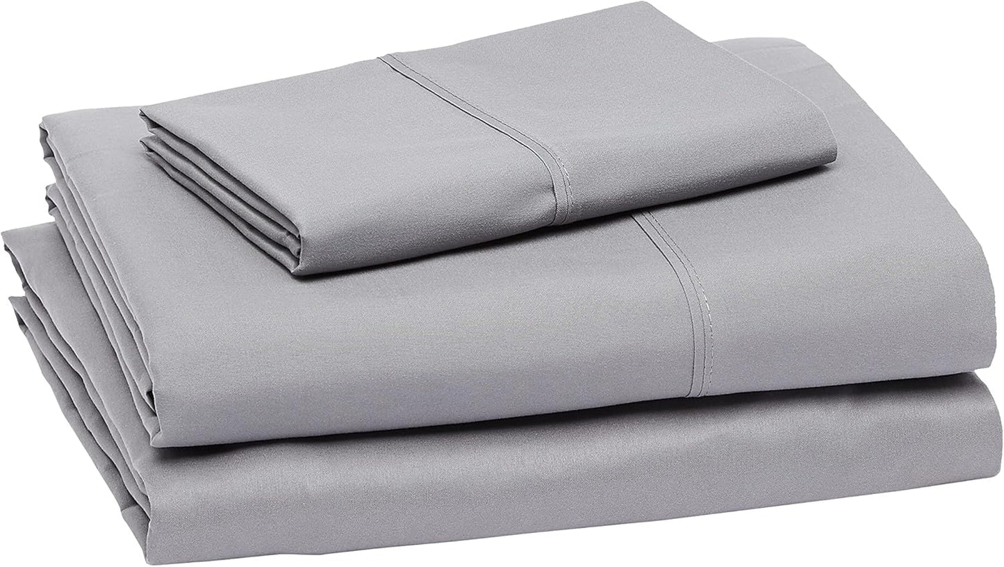 Lightweight Super Soft Easy Care Wrinkle-Free Breathable Brushed Microfiber 3-Piece Bed Sheet Set with 14-Inch Deep Pockets, Twin, Dark Gray, Solid